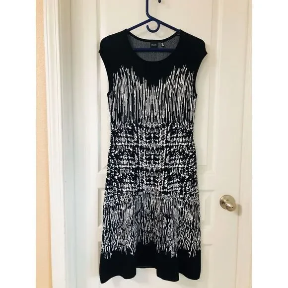 slim fit dress slacks Adelyn Rae Regina Skater Sweater Dress in Black X-Small